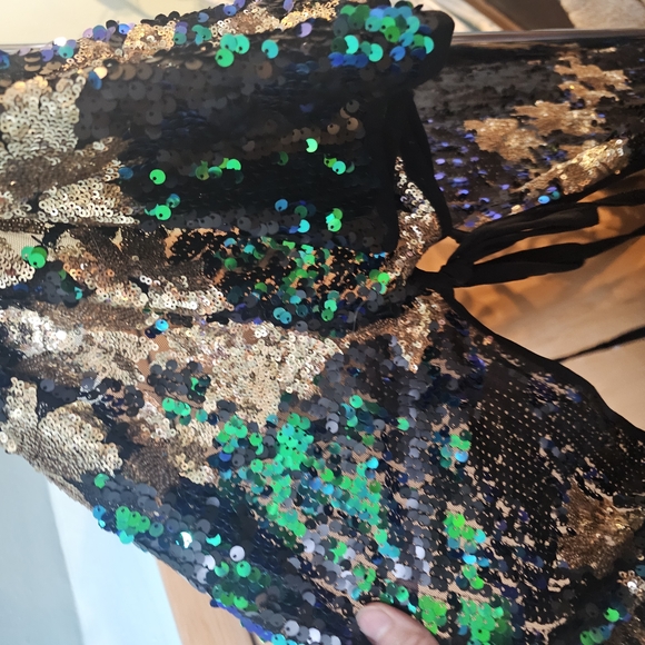 Sequin Kimono with Blue and Green Accents - Picture 2 of 3